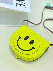 Loewe X Smiley Heel Leather Pouch Shoulder Bag In Neon 17.5x15x4.5cm - 2
