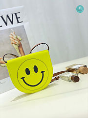 Loewe X Smiley Heel Leather Pouch Shoulder Bag In Neon 17.5x15x4.5cm - 3