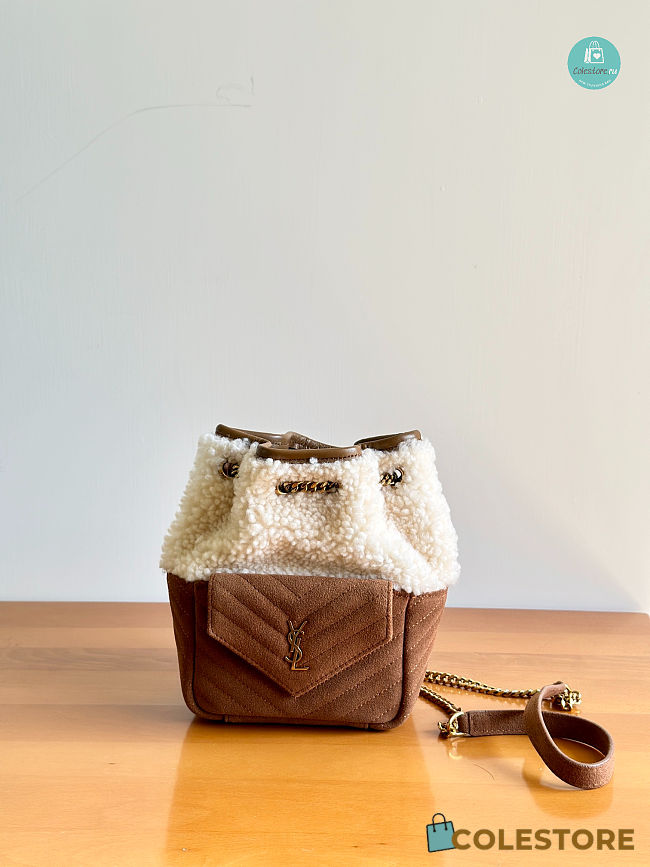 Saint Laurent Mini Joe Suede & Shearling Bag 18x14x11cm - 1