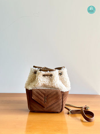 Saint Laurent Mini Joe Suede & Shearling Bag 18x14x11cm