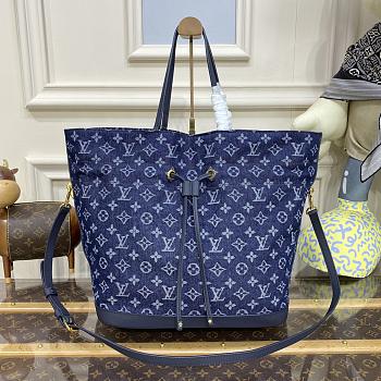 Louis Vuitton Noefull Shoulder Bag MM Blue Denim 31x31x21 cm