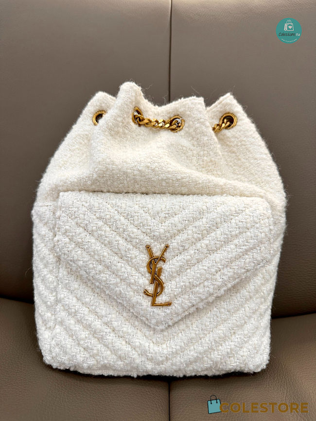 YSL Saint Laurent logo-plaque Tweed Bouclé backpack 22×29×15cm - 1