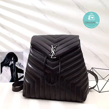 YSL Black Lou Lou Matelassé Leather Backpack 30x30x14cm