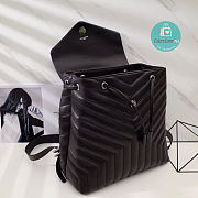 YSL Black Lou Lou Matelassé Leather Backpack 30x30x14cm - 4
