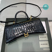 Colestore Balenciaga Long Hourglass Shoulder Bag Crocodile Pattern In Black Gold Chain 6x15x35cm - 1