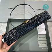 Colestore Balenciaga Long Hourglass Shoulder Bag Crocodile Pattern In Black Gold Chain 6x15x35cm - 6