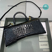 Colestore Balenciaga Long Hourglass Shoulder Bag Crocodile Pattern In Black Gold Chain 6x15x35cm - 4