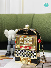 Chanel Slot Machine Minaudiere Resin, Strass, Imitation Pearl Black 9x16x4  - 5
