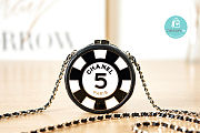 Chanel Clutch With Chain Lambskin, enamel & gold-tone metal Black/White 7.5x7.5x3cm - 2