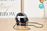 Chanel HELMET MINAUDIERE Resin, Strass, Silver Metal black White 9x10x11cm - 2