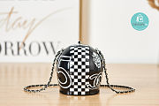 Chanel HELMET MINAUDIERE Resin, Strass, Silver Metal black White 9x10x11cm - 3