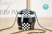 Chanel HELMET MINAUDIERE Resin, Strass, Silver Metal black White 9x10x11cm - 4