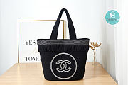 CHANEL Terry Cotton CC Beach Tote Towel Set Black  - 1