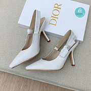 J'ADIOR SLINGBACK PUMP White Cotton Embroidery  - 1
