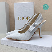J'ADIOR SLINGBACK PUMP White Cotton Embroidery  - 3