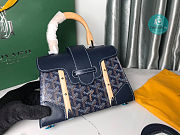 Goyard Saigon Top Handle Bag Coated Canvas Navy 21x14x8.5cm - 4