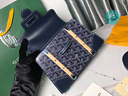 Goyard Saigon Top Handle Bag Coated Canvas Navy 21x14x8.5cm - 6