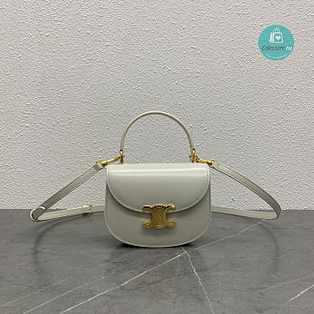 Celine Mini Besace Triomphe On Chain With Strap In White 15.5x11.5x5cm