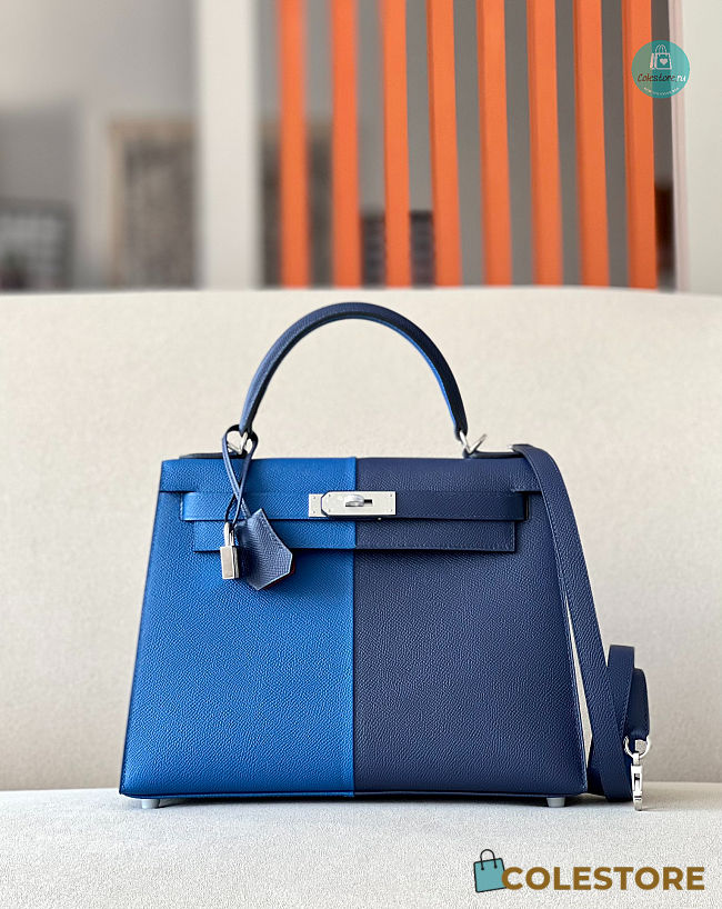Hermes Kelly 28 Bag Tricolor Blue 28x22x10cm - 1