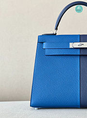 Hermes Kelly 28 Bag Tricolor Blue 28x22x10cm - 2