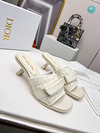 Dior Dio(r)evolution Heeled Slide Off-White Quilted Cannage 5.5cm