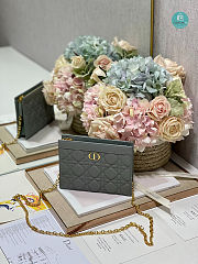 Dior Caro Zipped Pouch With Chain Grey 19cm - 4