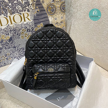 Christian Dior Lambskin Cannage Backpack In Black 22x9x27cm 