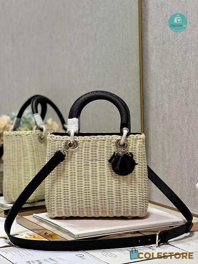 Lady Dior Natural Wicker Black Chain 24×20×11cm - 1