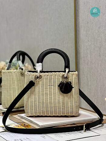 Lady Dior Natural Wicker Black Chain 24×20×11cm