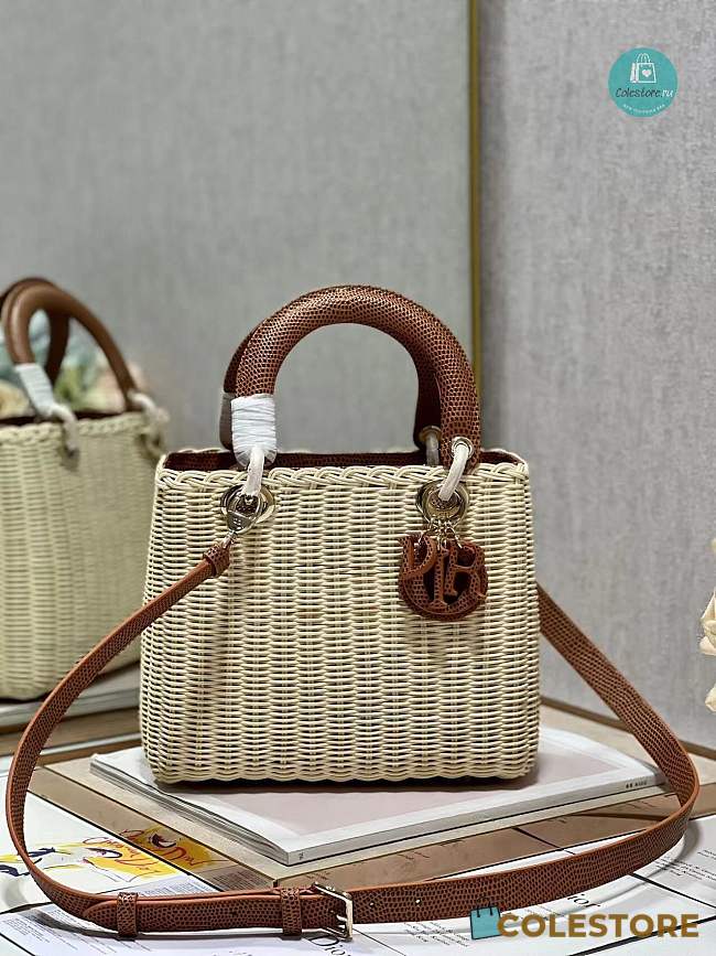 Lady Dior Natural Wicker Brown Chain 24×20×11cm - 1