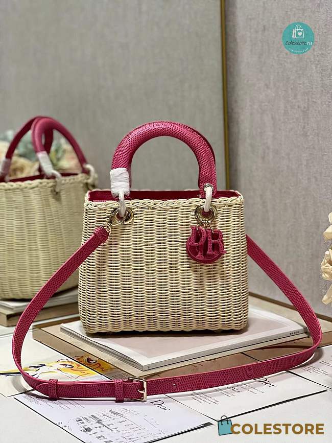 Lady Dior Natural Wicker Pink Chain 24×20×11cm - 1