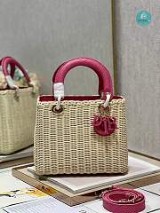 Lady Dior Natural Wicker Pink Chain 24×20×11cm - 6