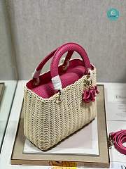 Lady Dior Natural Wicker Pink Chain 24×20×11cm - 5