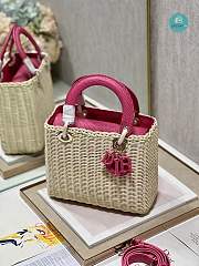 Lady Dior Natural Wicker Pink Chain 24×20×11cm - 3