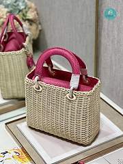 Lady Dior Natural Wicker Pink Chain 24×20×11cm - 2