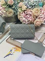 LADY DIOR POUCH Grey Des Vents Patent Cannage Calfskin 21.5 x 11.5 x 3 cm - 2
