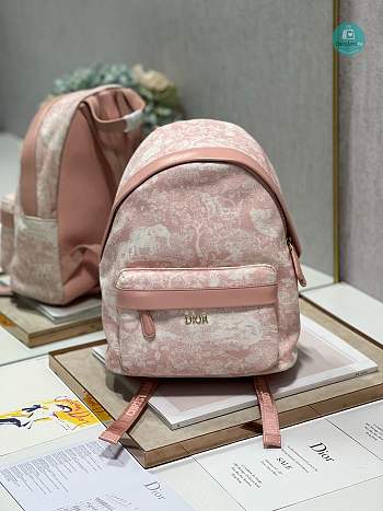 BACKPACK Pale Pink Cotton Canvas with Ivory Toile de Jouy Print 23.5×11×32CM
