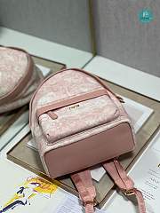 BACKPACK Pale Pink Cotton Canvas with Ivory Toile de Jouy Print 23.5×11×32CM - 3