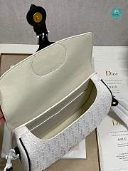 Christian Dior Calfskin Perforated Oblique Medium Bobby Flap Black White 23×18×7 cm - 4