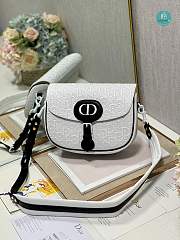 Christian Dior Calfskin Perforated Oblique Medium Bobby Flap Black White 23×18×7 cm - 3