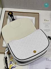 Christian Dior Calfskin Perforated Oblique Medium Bobby Flap Black White 23×18×7 cm - 2