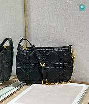 Mini Dior Caro Tulip Bag Latte Quilted Macrocannage In Black 25×16×2.5cm - 1