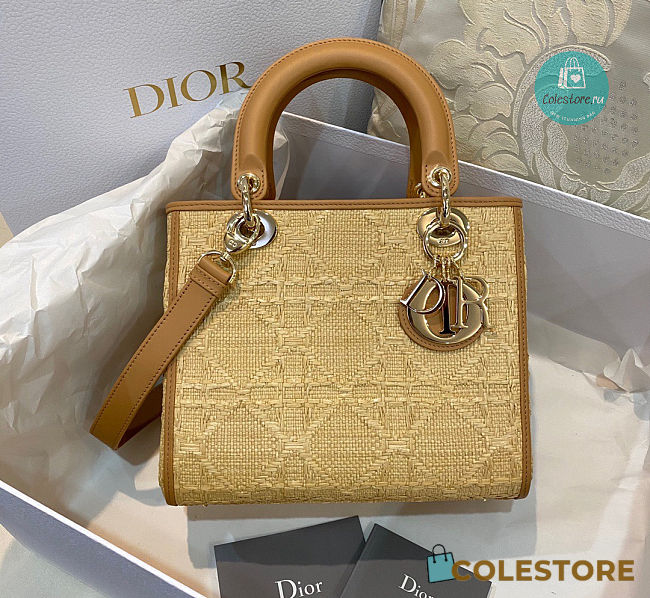 Dior Lady Bag Medium Natural Cannage Raffia 24cm - 1
