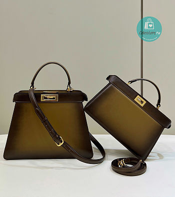 Fendi Peekaboo I See You Gradient Bag In Green 33x12x25cm