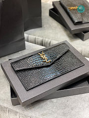 YSL UPTOWN POUCH IN CROCODILE-EMBOSSED SHINY LEATHER 27×16×2CM  - 1