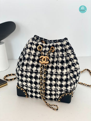 Chanel Houndstooth Tweed Backpack 19x13x9cm