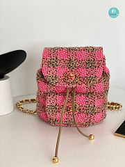 Chanel 22k Duma Tweed Backpack In Pink 24x21x10cm - 1