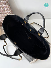Chanel Black Leather & Beige Crochet Large Deauville Tote 38x23x24.5 cm - 5