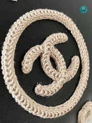 Chanel Black Leather & Beige Crochet Large Deauville Tote 38x23x24.5 cm - 3