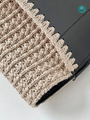 Chanel Black Leather & Beige Crochet Large Deauville Tote 38x23x24.5 cm - 2